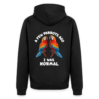 Papageie Spruch - Unisex Premium Bio Zip Hoodie - Schwarz - Hinten - Nico (187cm)