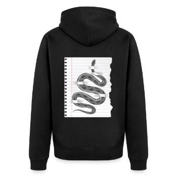 Kunstvolle Schlange für Naturfans und Terrarianer - Unisex Premium Bio Zip Hoodie - Schwarz - Hinten - Nico (187cm)
