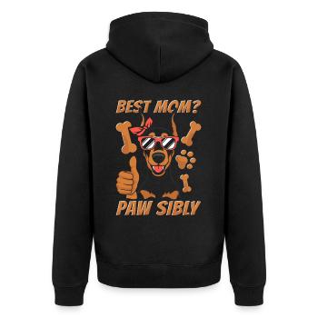 Doberman Mom Best Mom Pawsibly - Unisex Premium Organic Zip Hoodie - black - Back - Nico (187cm)