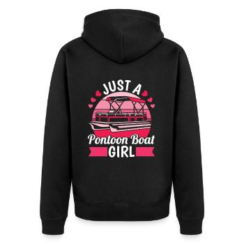 Pontonboot Just A Pontoon Boat Girl - Unisex Premium Bio Zip Hoodie - Schwarz - Hinten - Nico (187cm)
