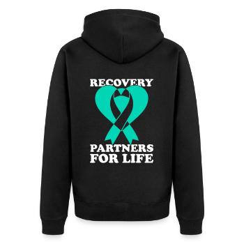 Awareness of Addiction Prevention Addiction - Unisex Premium Organic Zip Hoodie - black - Back - Nico (187cm)
