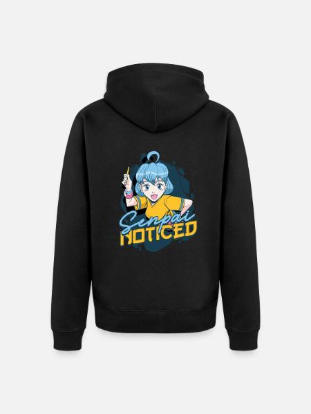 Anime Senpai Noticed - Unisex Premium Bio Zip Hoodie - Schwarz
