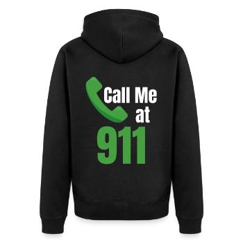 Call me at Dispatcher First - Unisex Premium Organic Zip Hoodie - black - Back - Nico (187cm)