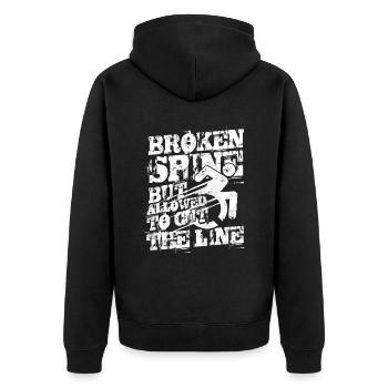 Rollstuhlfahrer Rollifahrer - Unisex Premium Bio Zip Hoodie - Schwarz - Hinten - Nico (187cm)