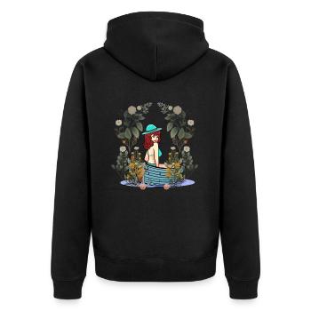Sexy Été, Fille, Bateau, Nature, Fleurs - Veste à capuche bio Premium Unisexe - noir - Dos - Nico (187cm)