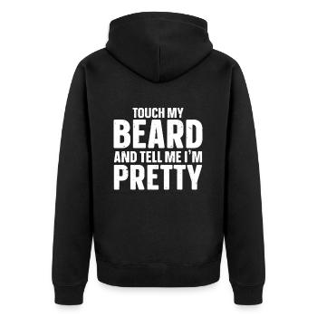 Citation de barbe, Touche ma barbe et dis-moi que je suis jolie - Veste à capuche bio Premium Unisexe - noir - Dos - Nico (187cm)