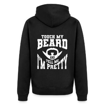 Citation de barbe, Touche ma barbe et dis-moi que je suis jolie - Veste à capuche bio Premium Unisexe - noir - Dos - Nico (187cm)