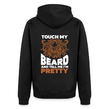 Citation de barbe, Touche ma barbe et dis-moi que je suis jolie - Veste à capuche bio Premium Unisexe - noir - Dos - Nico (187cm)