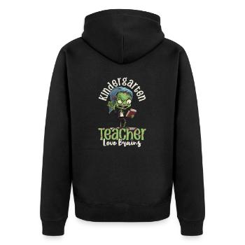 Kindergarten Teacher Loves Brains - Unisex Premium Organic Zip Hoodie - black - Back - Nico (187cm)