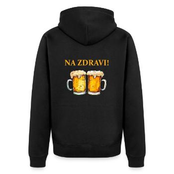 Czech Na Zdravi cheers beer - Unisex Premium Bio Zip Hoodie - Schwarz - Hinten - Nico (187cm)