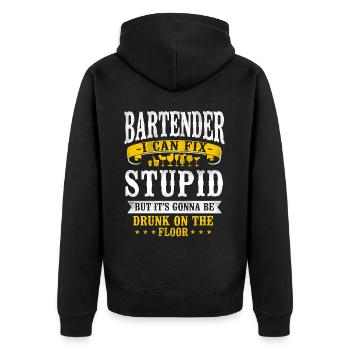 Bartender Mixologist Bartender I - Unisex Premium Bio Zip Hoodie - Schwarz - Hinten - Nico (187cm)