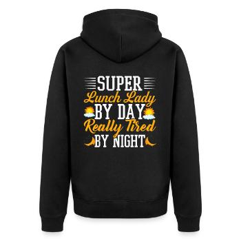 Cafétéria Employé École Super Déjeuner Dame Fatiguée - Veste à capuche bio Premium Unisexe - noir - Dos - Nico (187cm)
