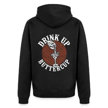 Bartender Mixologist Drink Up - Unisex Premium Bio Zip Hoodie - Schwarz - Hinten - Nico (187cm)