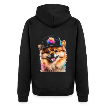 Loulou de Poméranie Casquette Snapback Chien Imprimé - Veste à capuche bio Premium Unisexe - noir - Dos - Nico (187cm)