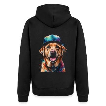 Labrador Retriever Snapback Cap Chien Design Print - Veste à capuche bio Premium Unisexe - noir - Dos - Nico (187cm)