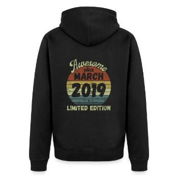 Awesome since March 2019 - Geburtstag - Unisex Premium Bio Zip Hoodie - Schwarz - Hinten - Nico (187cm)
