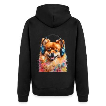 Casque de Poméranie Chien Imprimer - Veste à capuche bio Premium Unisexe - noir - Dos - Nico (187cm)
