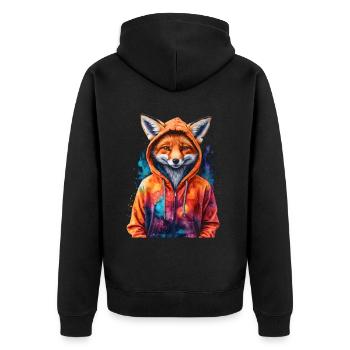 Renard Sweat à capuche Coloré Drôle Animal Design Imprimer - Veste à capuche bio Premium Unisexe - noir - Dos - Nico (187cm)