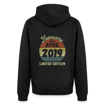 Awesome since April 2019 - Geburtstag - Unisex Premium Bio Zip Hoodie - Schwarz - Hinten - Nico (187cm)
