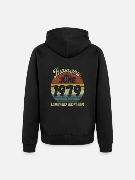 Awesome since June 1979 - Birthday - Unisex Premium Organic Zip Hoodie - black