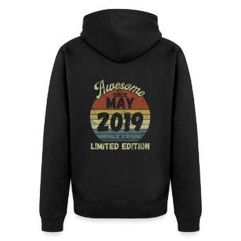 Awesome since May 2019 - Geburtstag - Unisex Premium Bio Zip Hoodie - Schwarz - Hinten - Nico (187cm)