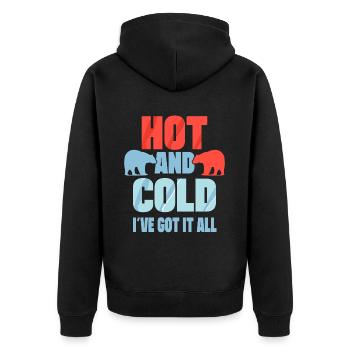 Ice Swimming Hot & Cold I´ve Got It All Ice Gift - Unisex Premium Bio Zip Hoodie - Schwarz - Hinten - Nico (187cm)