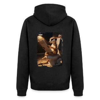 Erdmännchen-Toilette Geschenk - Unisex Premium Bio Zip Hoodie - Schwarz - Hinten - Nico (187cm)