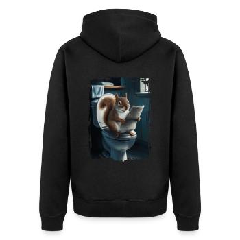 Eichhörnchentoilette Geschenk - Unisex Premium Bio Zip Hoodie - Schwarz - Hinten - Nico (187cm)
