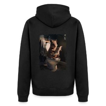 Quokka-Toilette Geschenk - Unisex Premium Bio Zip Hoodie - Schwarz - Hinten - Nico (187cm)