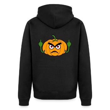 Grumpy Pumpkin Middle Finger Pumpkins - Unisex Premium Organic Zip Hoodie - black - Back - Nico (187cm)