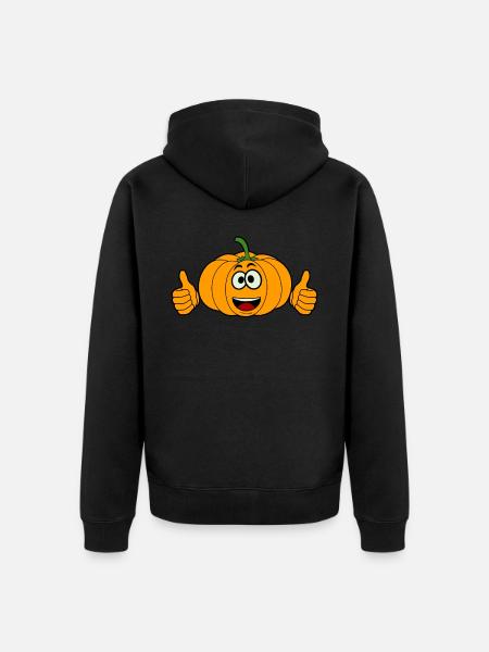 Pumpkin Thumbs up Pumpkins - Unisex Premium Organic Zip Hoodie - black