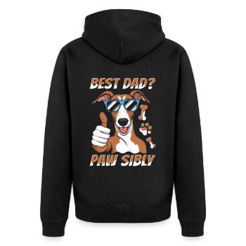 Greyhound Windhund Vater Best Dad Pawsibly - Unisex Premium Bio Zip Hoodie - Schwarz - Hinten - Nico (187cm)