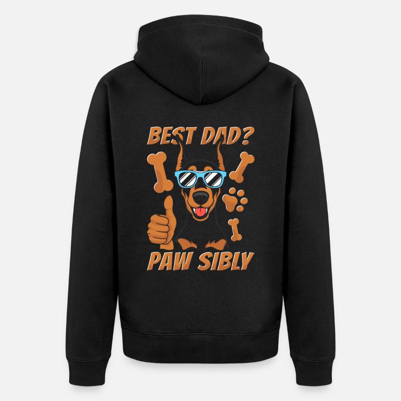 Doberman Père Meilleur Papa Pawsibly - Veste à capuche bio Premium Unisexe - noir
