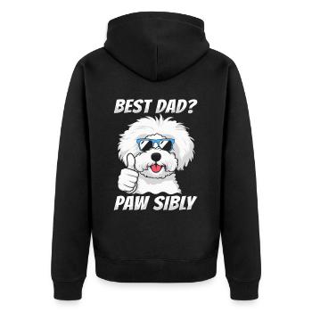 Bichon Frize Father Best Dad Pawsibly - Unisex Premium Organic Zip Hoodie - black - Back - Nico (187cm)