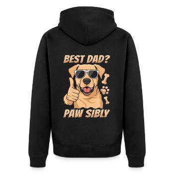 Labrador Vater Best Dad Pawsibly - Unisex Premium Bio Zip Hoodie - Schwarz - Hinten - Nico (187cm)