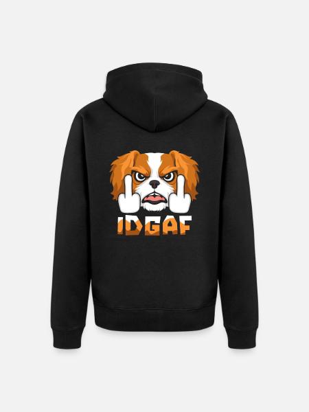 King Charles Cavalier Idgaf - Unisex Premium Organic Zip Hoodie - black