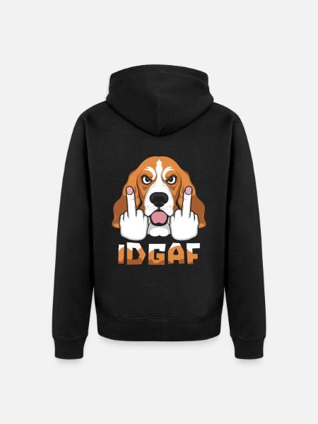 Bassett Dog Idgaf - Unisex Premium Organic Zip Hoodie - black