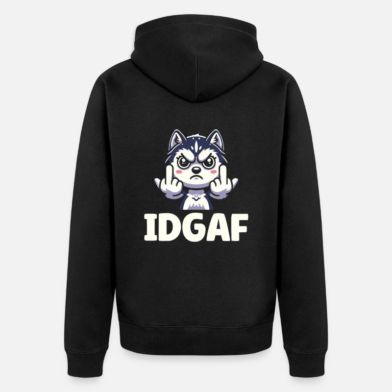 Husky de Sibérie Idgaf - Veste à capuche bio Premium Unisexe - noir