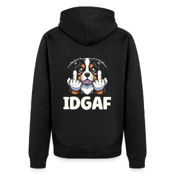 Bernese Mountain Dog Idgaf - Unisex Premium Organic Zip Hoodie - black - Back - Nico (187cm)