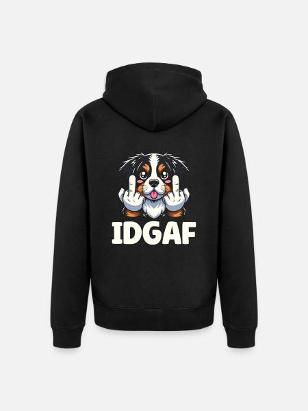 Bernese Mountain Dog Idgaf - Unisex Premium Organic Zip Hoodie - black