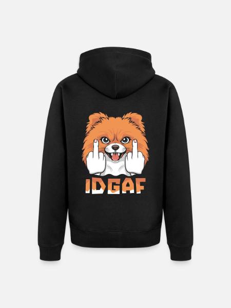 Pomeranian Idgaf - Unisex Premium Organic Zip Hoodie - black
