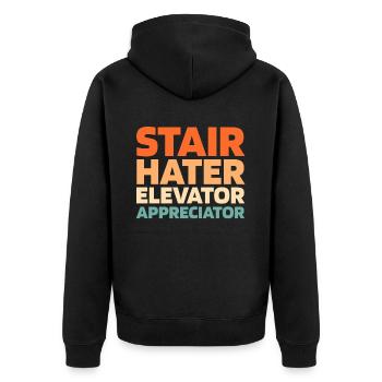 Elevator Elevator - Unisex Premium Organic Zip Hoodie - black - Back - Nico (187cm)