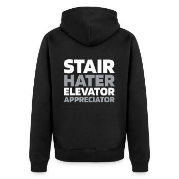 Elevator Elevator - Unisex Premium Organic Zip Hoodie - black - Back - Nico (187cm)