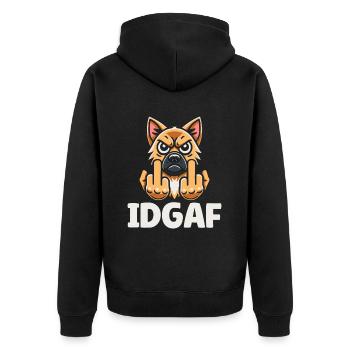 German Shepherd Idgaf - Unisex Premium Organic Zip Hoodie - black - Back - Nico (187cm)
