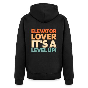 Elevator Elevator - Unisex Premium Organic Zip Hoodie - black - Back - Nico (187cm)