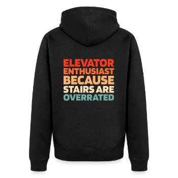 Elevator Elevator - Unisex Premium Organic Zip Hoodie - black - Back - Nico (187cm)