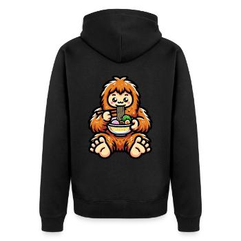 Bol de nouilles Kawaii Bigfoot Ramen - Veste à capuche bio Premium Unisexe - noir - Dos - Nico (187cm)