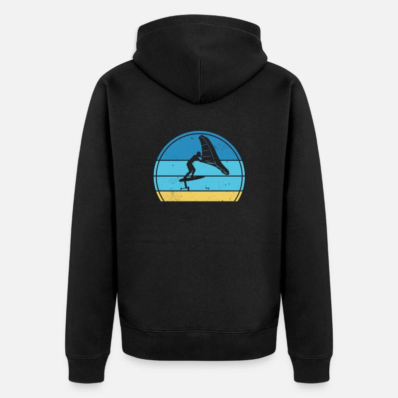 Wingfoil-Surfer Wingfoiling Hydrofoil Kitefoil - Unisex Premium Bio Zip Hoodie - Schwarz