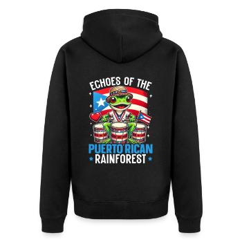 Coqui Frosch Puerto Rico Pride Boricua Puerto-Ricaner - Unisex Premium Bio Zip Hoodie - Schwarz - Hinten - Nico (187cm)