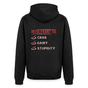 Krebsallergie Intolerant To Crab - Unisex Premium Bio Zip Hoodie - Schwarz - Hinten - Nico (187cm)